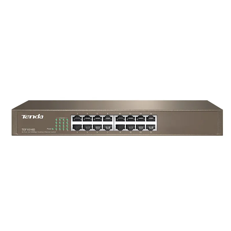 Tenda TEF1016D 16 port 10/100M быстрый сетевой коммутатор 3 2 Гбит/с Auto MDI/MDI X полудуплексный 6кВ