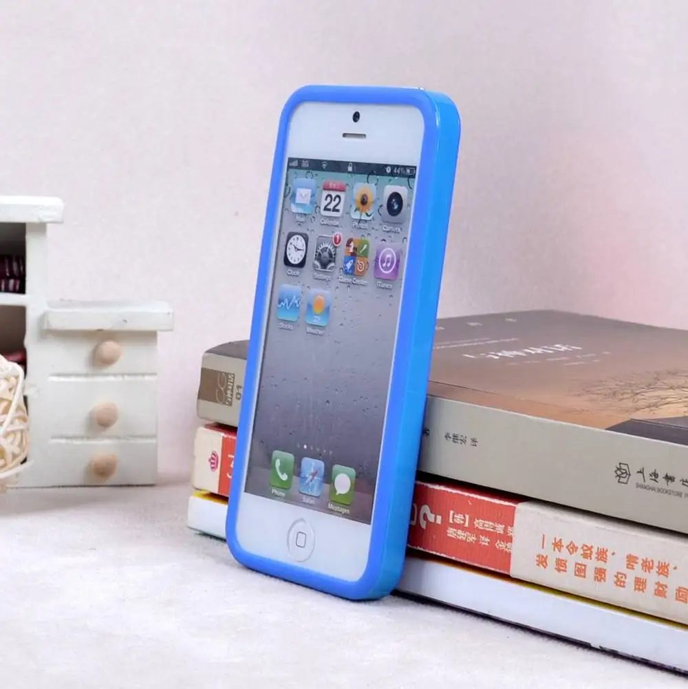 blue Однотонный ТПУ pc силиконовый защитный бампер для iphone 5 5s SE защитный чехол для сотового телефона чехол 10 цветов s - Цвет: blue