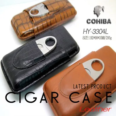 3 пальца кожаный чехол humidors коробка из нержавеющей стали резак набор портативный