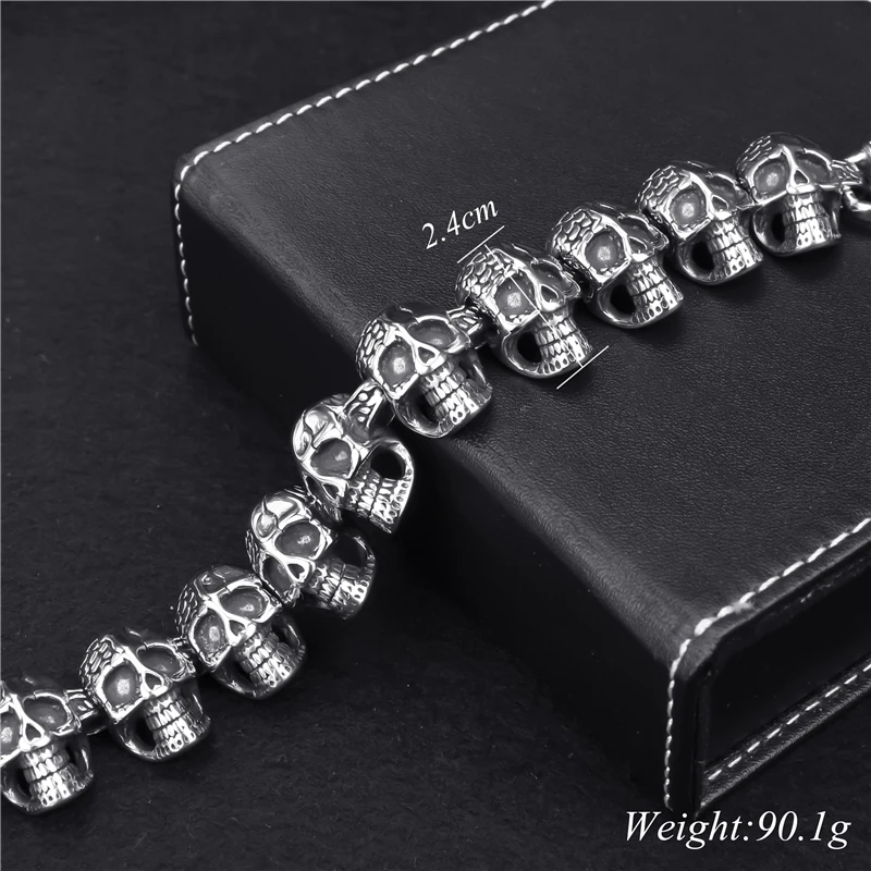 Мужской серебряный браслет из нержавеющей стали 316L с черепом| |