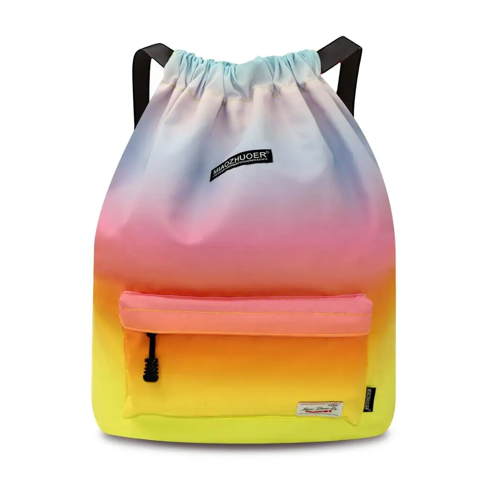 Rainbow gradient Спортивная сумка, водонепроницаемый рюкзак со шнурком, спортивная сумка для женщин и девушек,, уличные дорожные сумки для спортзала, тренировок, плавания, фитнеса - Цвет: Rainbow gradient