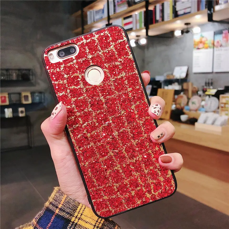 Luxury Woman Bling Glitter Phone Cases For XiaoMi A1 A2 5X 6X 8 SE 9 RedMi S2 6 Pro Note 4X 5 Plus Cover Diamond Grid Back Case |