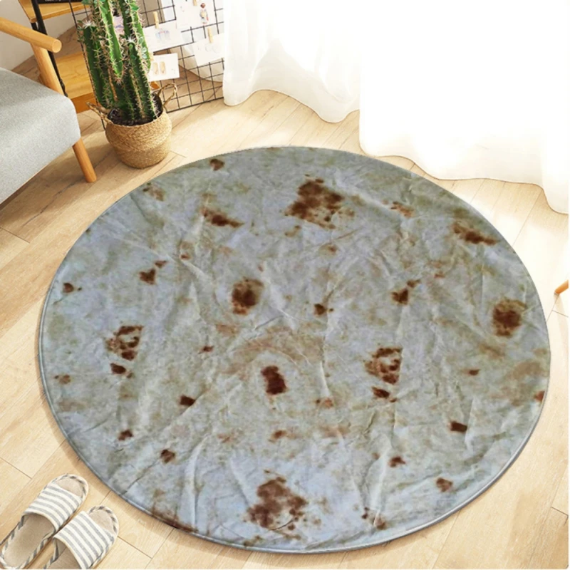 Современный круглый коврик Burrito Tortilla с принтом мягкий фланелевый нескользящий