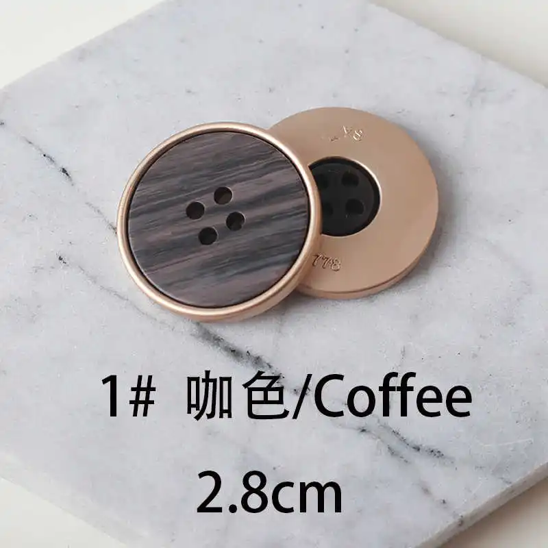 F4-1 28MM TQ 5pcs/lot high quality metal button bronze black coffee sewing button for jacket seweat overcoat garment accessories F4 - Цвет: F4-1 28MM
