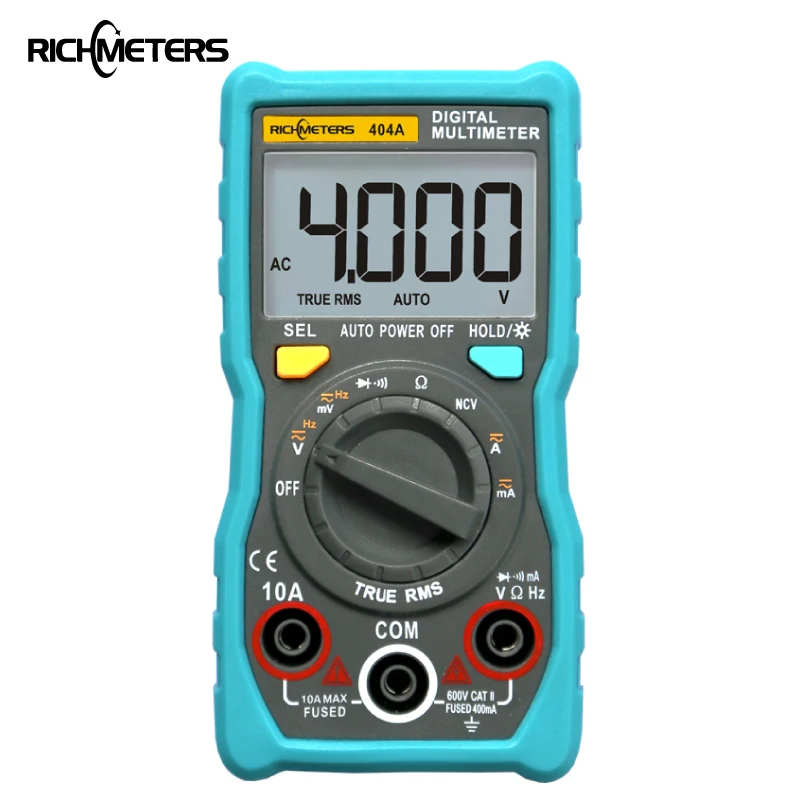 RICHMETERS 404A Digital Multimeter Auto-Ranging True-RMS intelligent NCV 4000 Counts AC/DC Voltage Current 40M Ohm