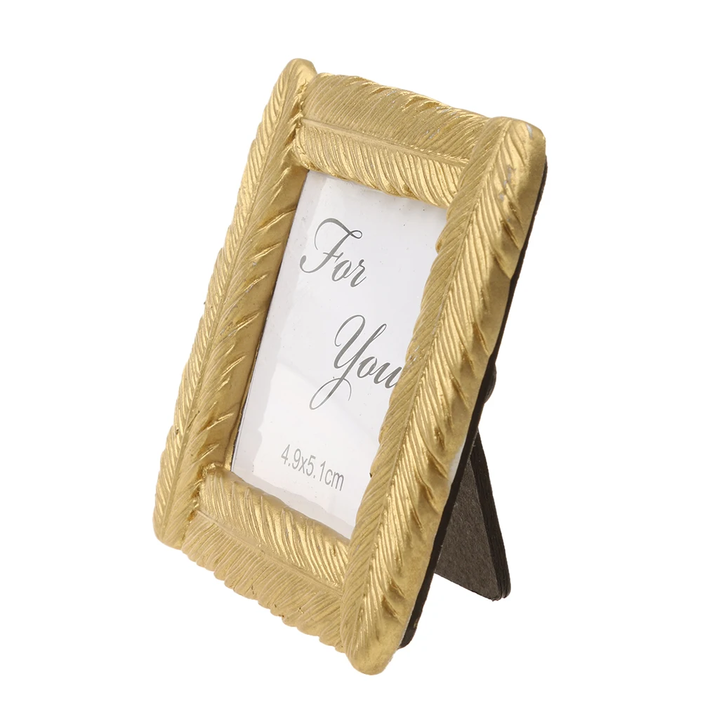 

European Small Feather Photo Frame Golden Picture Holder Display Desk Table Home Bedroom Party Decoration Photo Prop