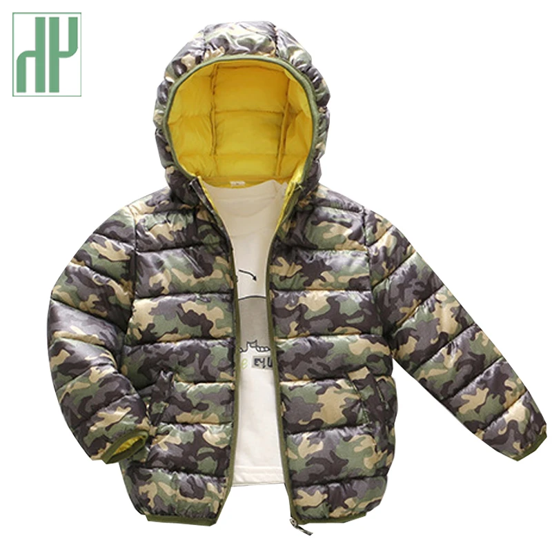 HH kids/хлопковая куртка пуховик пальто с капюшоном Верхняя одежда камуфляжным