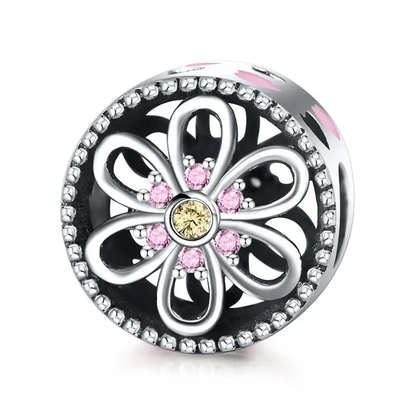 Apple Flower DALARAN розовые цветы серии DIY талисманы 925 пробы серебряный бисер очарование подходят Pandora Браслеты для женщин ювелирных изделий - Цвет камня: Apple Flower