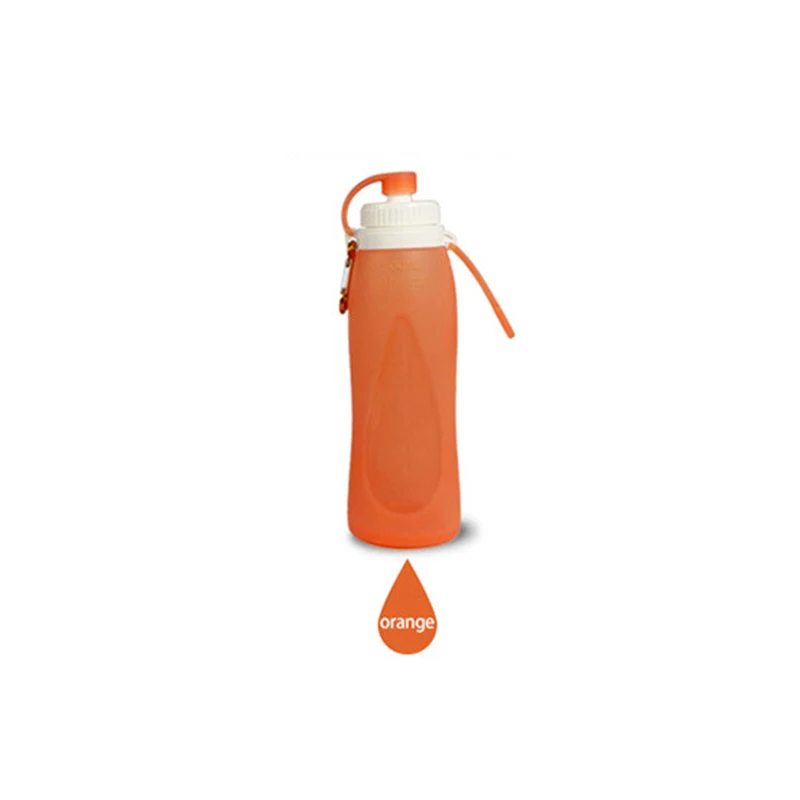 Transparent orange YIBO 1 шт. Пищевая силиконовая Спортивная бутылка для воды на открытом воздухе портативный складной креативный чайник для путешествий спортивный чайник большой емкости - Цвет: Transparent orange