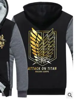 2 Зимняя светящаяся Толстая Толстовка с капюшоном на молнии Shingeki no Kyojin, толстовка с капюшоном большого размера в стиле хип-хоп, уличная одежда, пальто 071207 - Цвет: 2