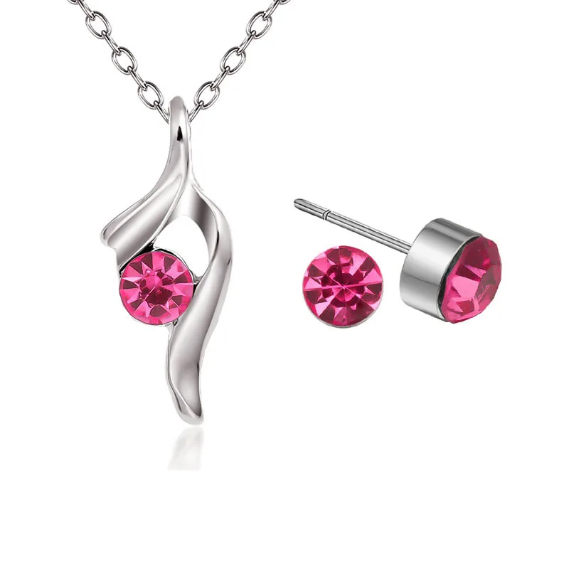 Женский ювелирный комплект из колье и серёг с австрийским кристаллом | Украшения