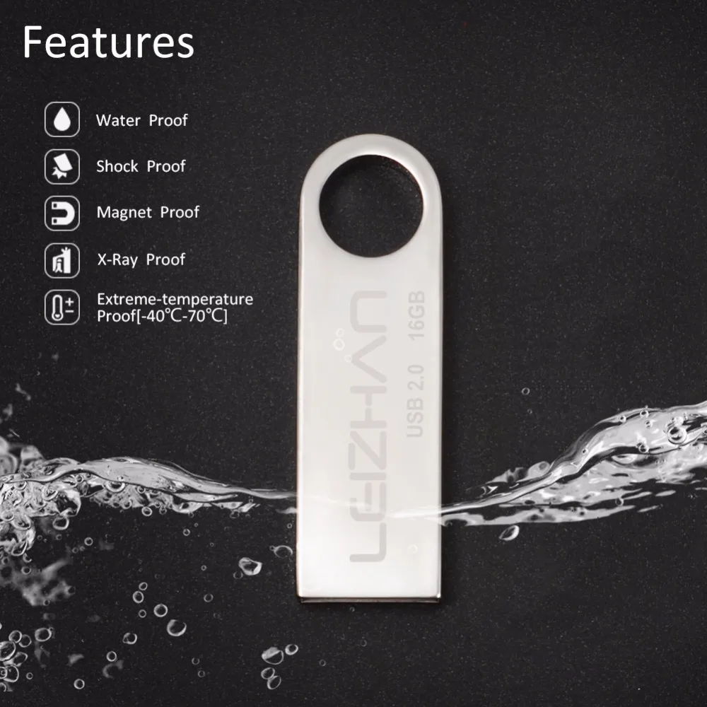 LEIZHAN металлическая USB карта памяти 64 ГБ 32 16 8 4 флеш накопитель usb флешка