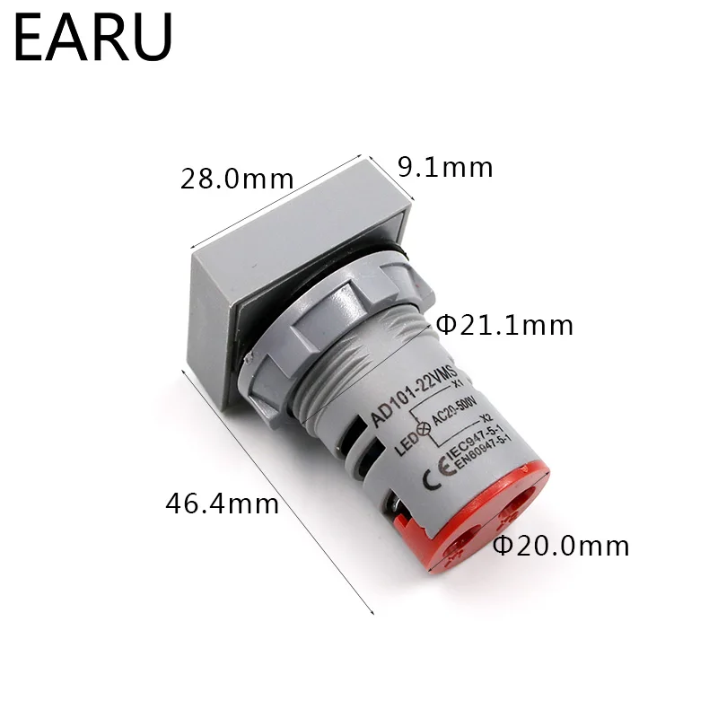 22MM AC 60-500V 0-100A Voltmeter Voltage Meter Indicator Pilot Light Digital LED Ammeter Ampermeter Currrent Gauge Tester Car |