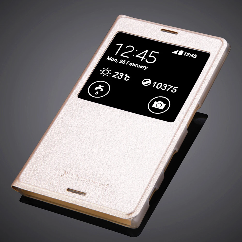 Флип-кейс с окошком для Sony Xperia X Compact PU кожаный чехол телефона Противоударная