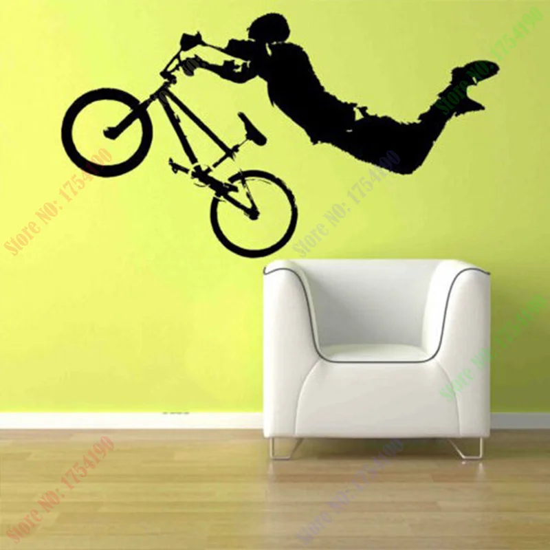Boy Giant BMX Bike Bicycle Wall Art Sticker Decal Home DIY Decoration Mural Removable Bedroom Decor 56x102cm | Дом и сад