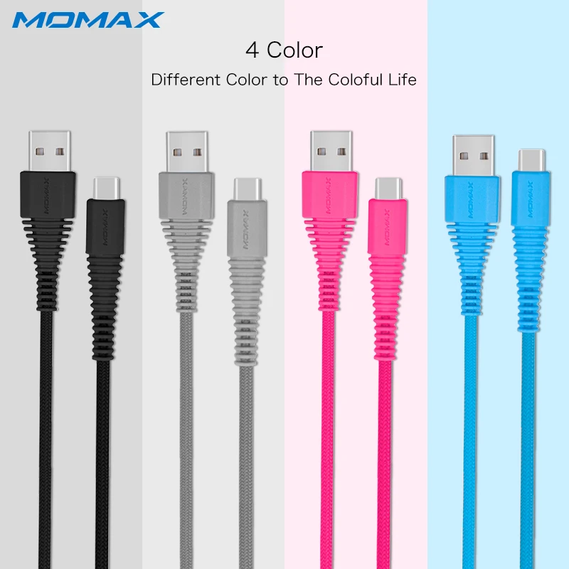MOMAX высокой Скорость USB к Тип c Быстрая зарядка кабель 1.2 м плетеный нейлоновый