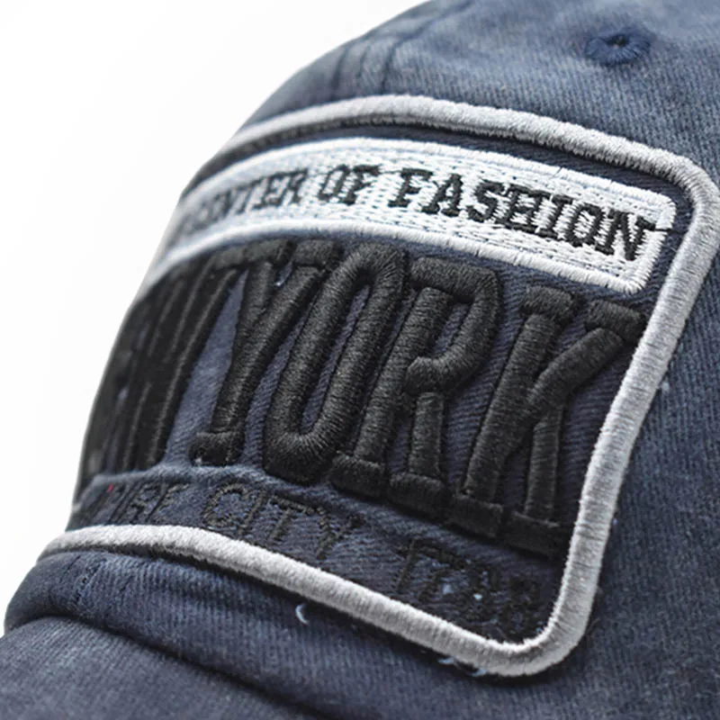 Sand washed 100% cotton baseball cap hat for women men vintage dad NEW YORK embroidery letter outdoor sports caps | Аксессуары для