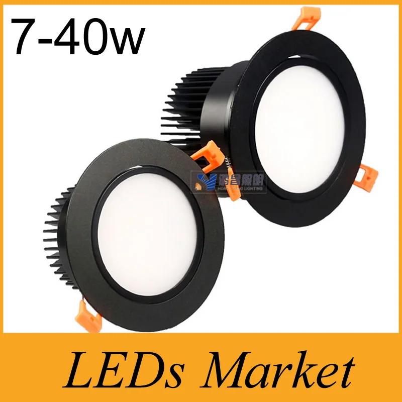 Черный корпус 7 Вт 10 12 15 18 20 25 30 40 Вт|led downlight|led downlight dimmabledownlight dimmable |