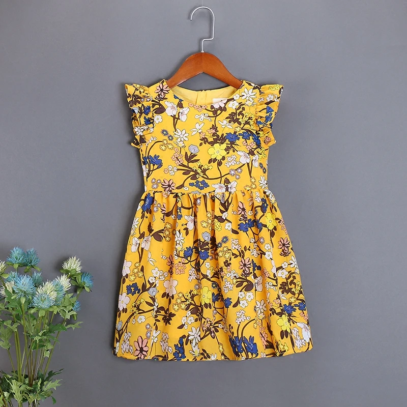 Детское Хлопковое платье для отдыха желтое пляжное семейный образ сестры