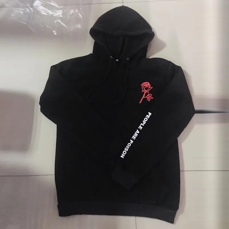 Модные женские повседневные худи и свитшоты с принтом розы черная куртка