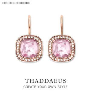 Розовые Квадратные серьги-подвески Cosmo,2019 новый европейский стиль Karma Diy, хорошие ювелирные изделия для женщин, 2017 подарок из серебра 925 пробы