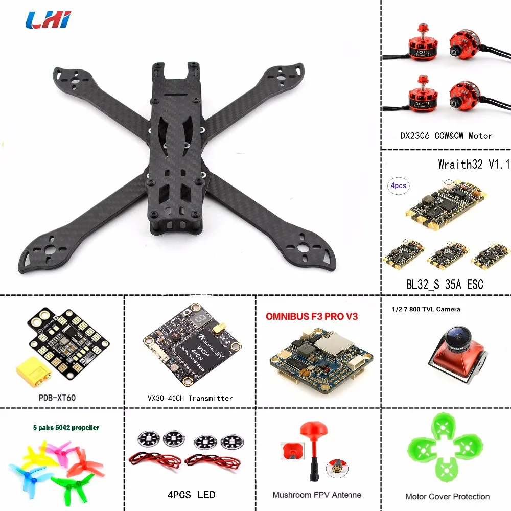 LHI PUDA frame fpv камера Квадрокоптер комплект для сборки omnibus F3 Контроллер полета 2306 бесщеточный двигатель и Wraith32 35A ESC TureX