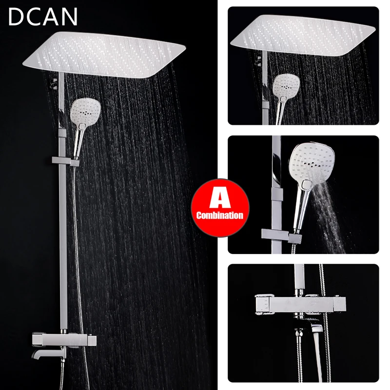 Bathroom Luxury Rain Mixer Shower Combo Set Wall Mounted Rainfall Head System Chrome Exposed faucet Tap | Обустройство дома
