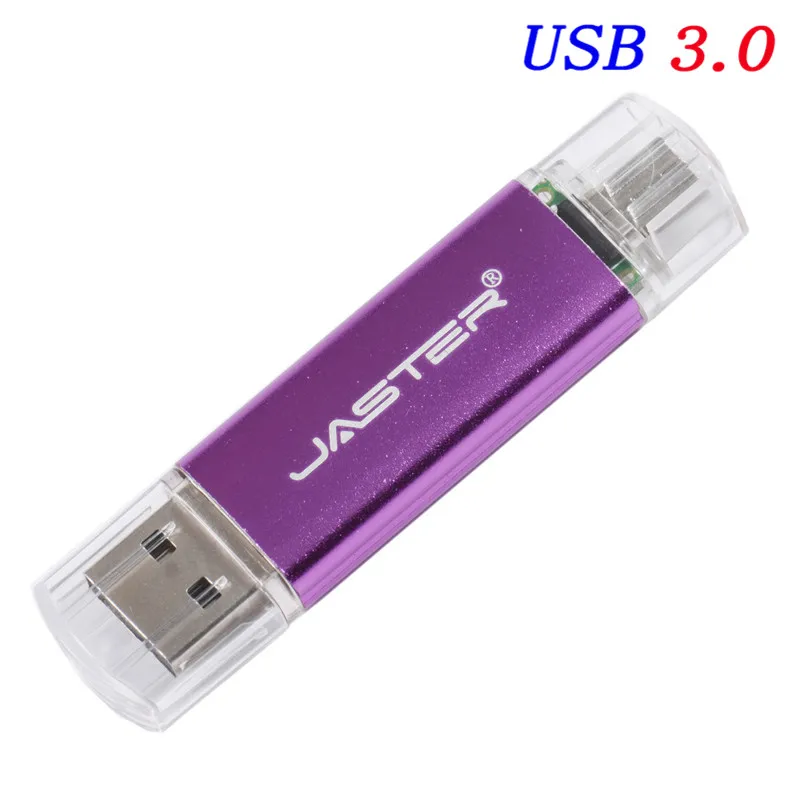 Purple JASTER Высокоскоростной USB 3,0 OTG USB флэш-накопитель для смартфонов/планшетов/ПК Пользовательский логотип ручка-накопитель USB флешка U диск внешний накопитель - Цвет: Purple