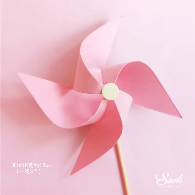 6pc pink windmills Медвежонок Банни поезд детские украшения с днем рождения кролик ветряная мельница торт Топпер для детей Детские вечерние принадлежности для выпечки прекрасные подарки - Цвет: 6pc pink windmills