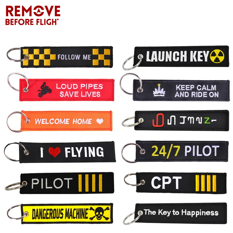 

The Key to Happiness Keychain OEM Bijoux Black Embroidery Keyring Key Tag Holder Bijoux for Motorcycles Cars Key Chain Gift New