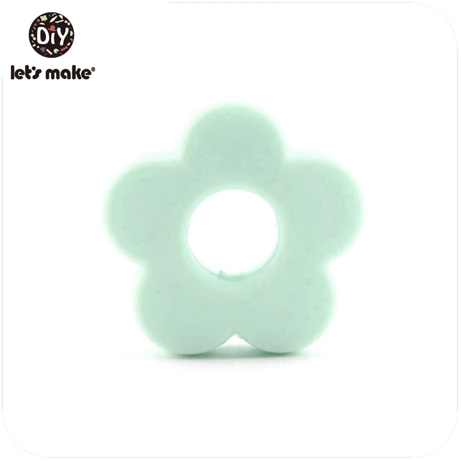 flower mint Давайте изготовим Силиконовые Прорезыватели в виде бабочек, 10 шт., без бисероплетения, силиконовые бусины, картонная коробка, сделай сам, мобильная детская коляска, Детские Прорезыватели - Цвет: flower mint