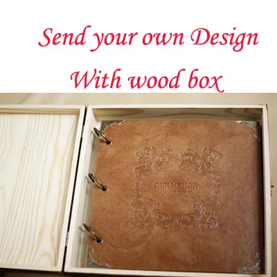 Wood box gift Наша книга приключений фотоальбом, кожаный альбом для скрапбукинга, персонализированный гость, Instagram фотоальбом - Цвет: Wood box gift