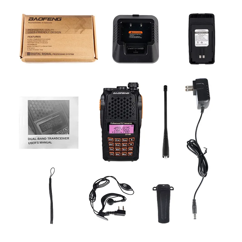 With Box Baofeng 10 км двухстороннее радио UV-6R 7 Вт Двухдиапазонная VHF UHF рация Ham радио Walky Talky Профессиональный портативный fm-передатчик - Цвет: With Box