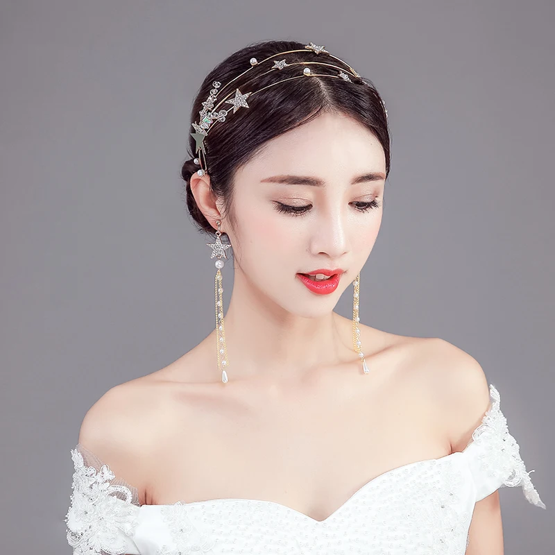 2018 новое Золотое свадебное украшение для волос невесты супер Феи тост Сладкая