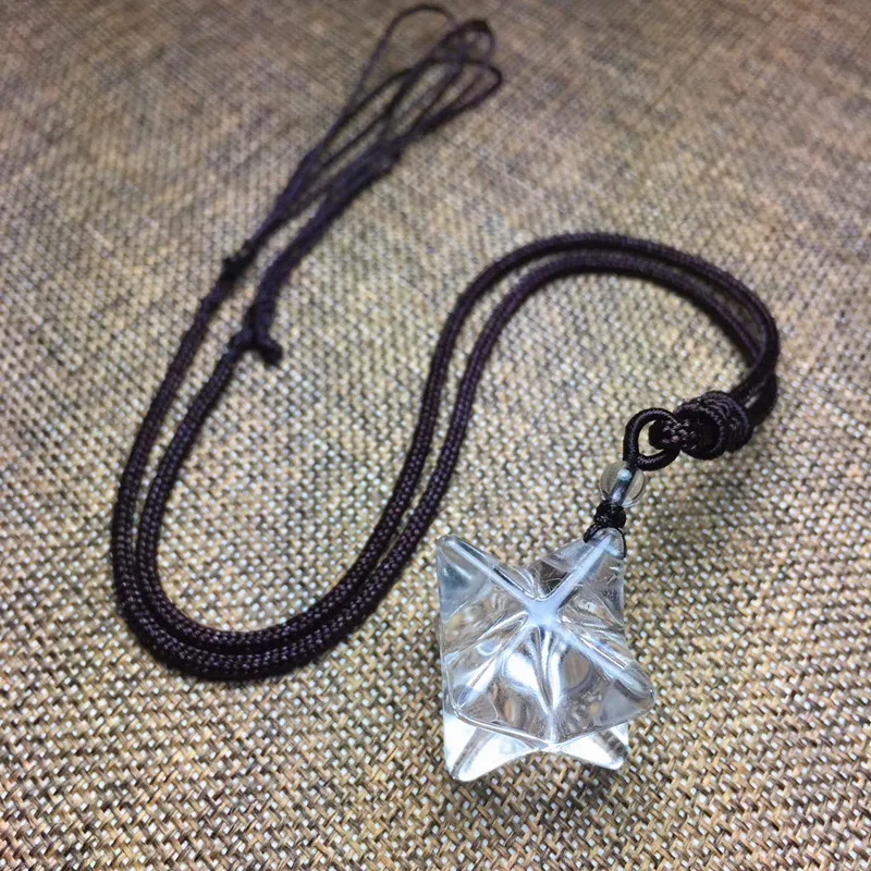 Натуральный прозрачный хрустальный кулон merkaba лечебный подарок на Рождество для