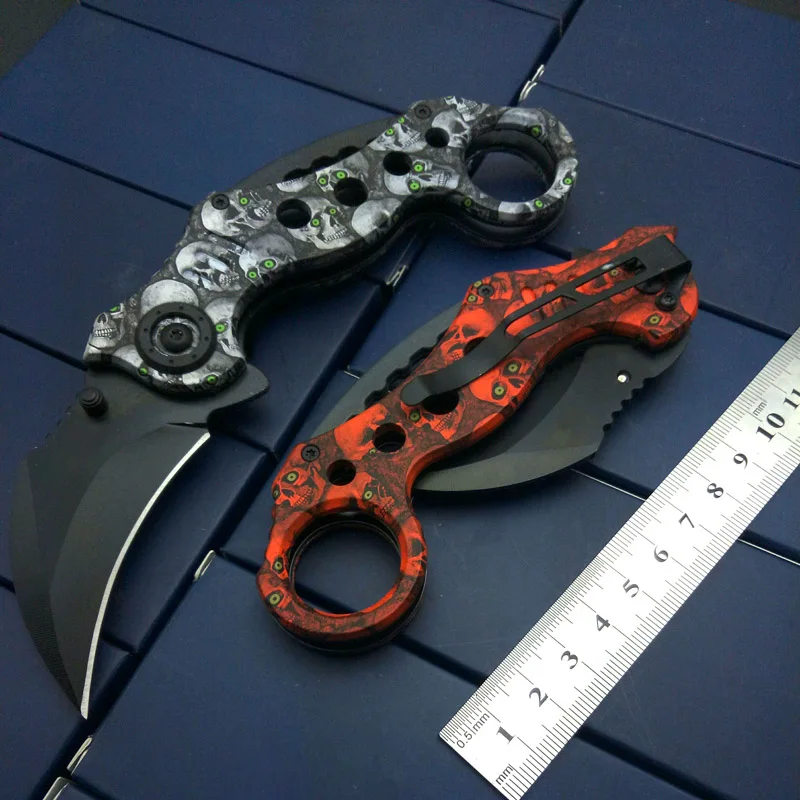 Нож Karambits в виде черепов тактический тренировочный складной Клинок для выживания