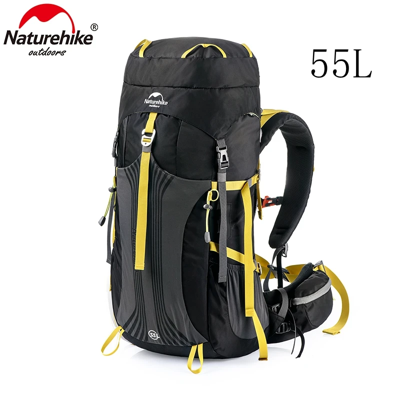 Naturehike профессиональная походная альпинистская сумка рюкзак с подвесной системой унисекс нейлоновая ткань 55L 65L 3 цвета - Цвет: 55L Black