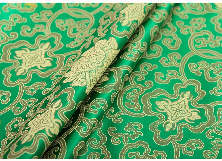 HLQON Green floral style Metallic Jacquard Brocade Fabric 3D jacquard yarn dyed fabric patchwork for Coat Dress Skirt by meter | Дом и сад