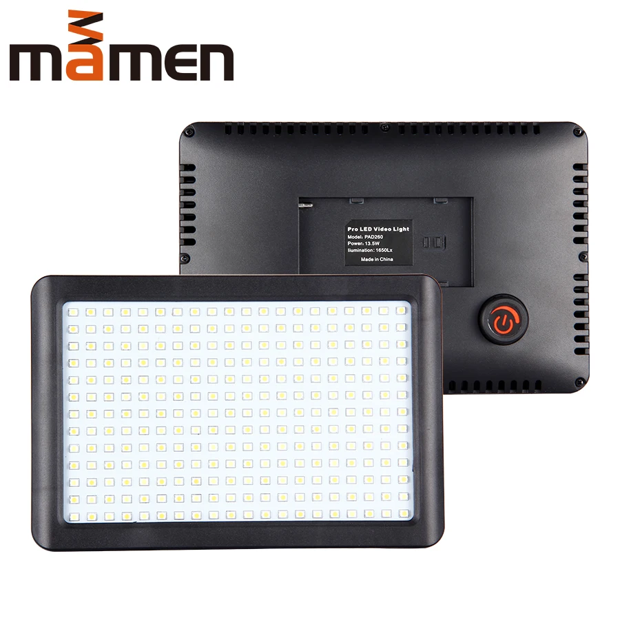 MAMEN PAD260 LED Fill Light 3200-6000K Professional Photography Lamp Stepless Dimming For Camera Sony Canon Nikon DV Video Light