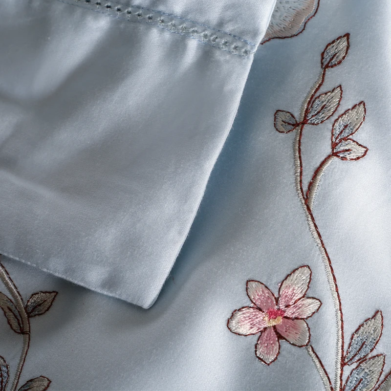 Роскошный Египетский хлопок Цветочная вышивка мягкое постельное белье Королева