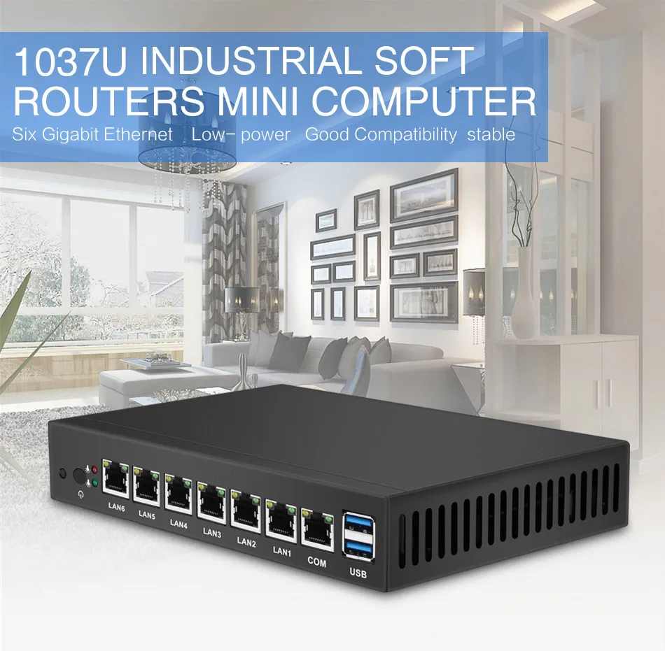 XCY Мини ПК 6 LAN Ethernet Gigabit Intel NIC мягкий маршрутизатор Pfsense Celeron 1037U безвентиляторный брандмауэр Windows сервер