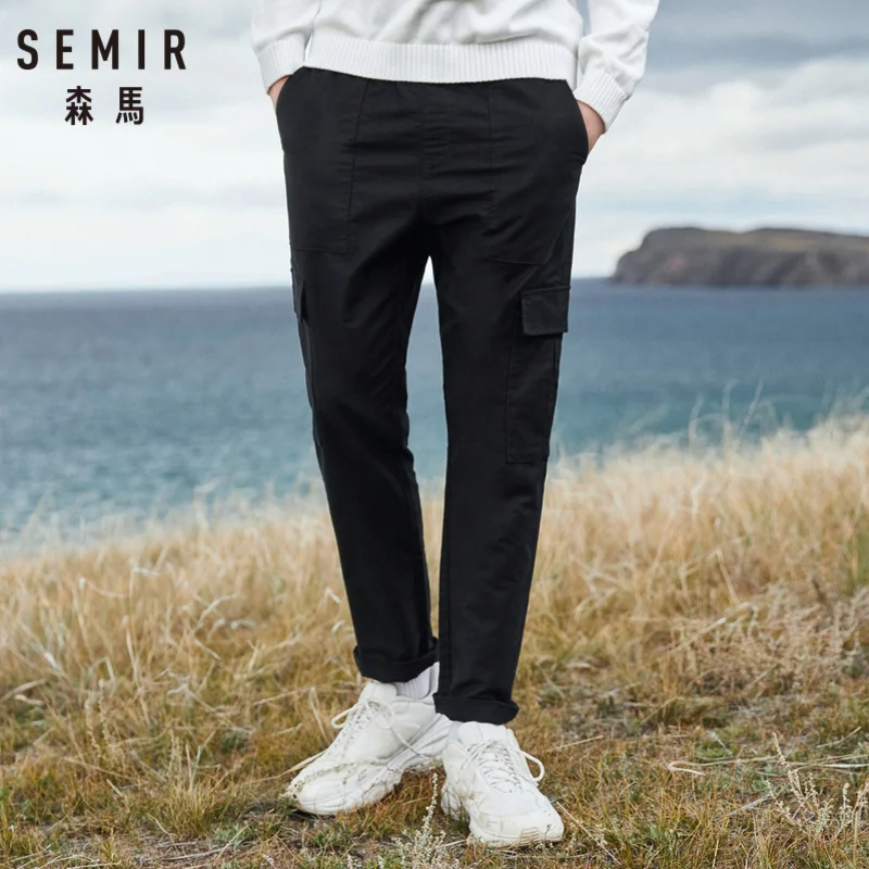 SEMIR мужские мягкие хлопковые брюки-карго облегающие брюки с открытым карманом