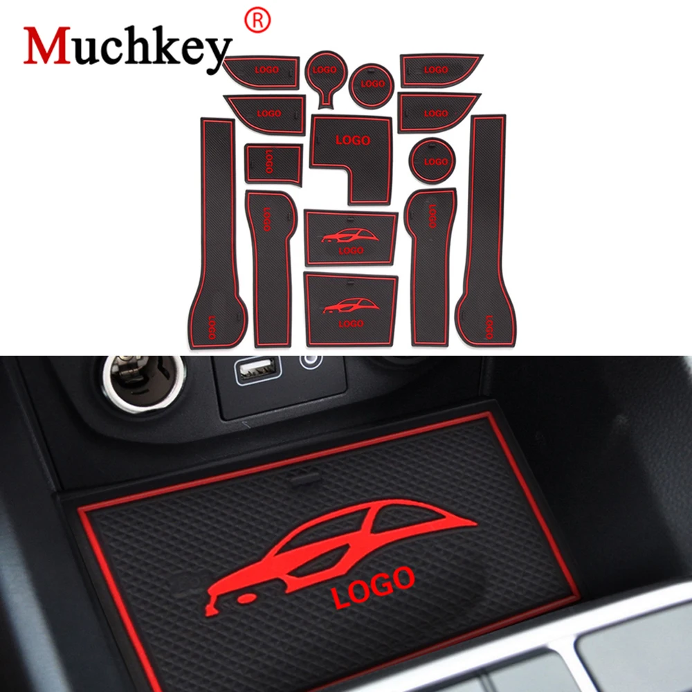 Дверной коврик Muchkey для Hyundai 2017 Solaris 2 Нескользящие коврики Красного/белого цвета 15