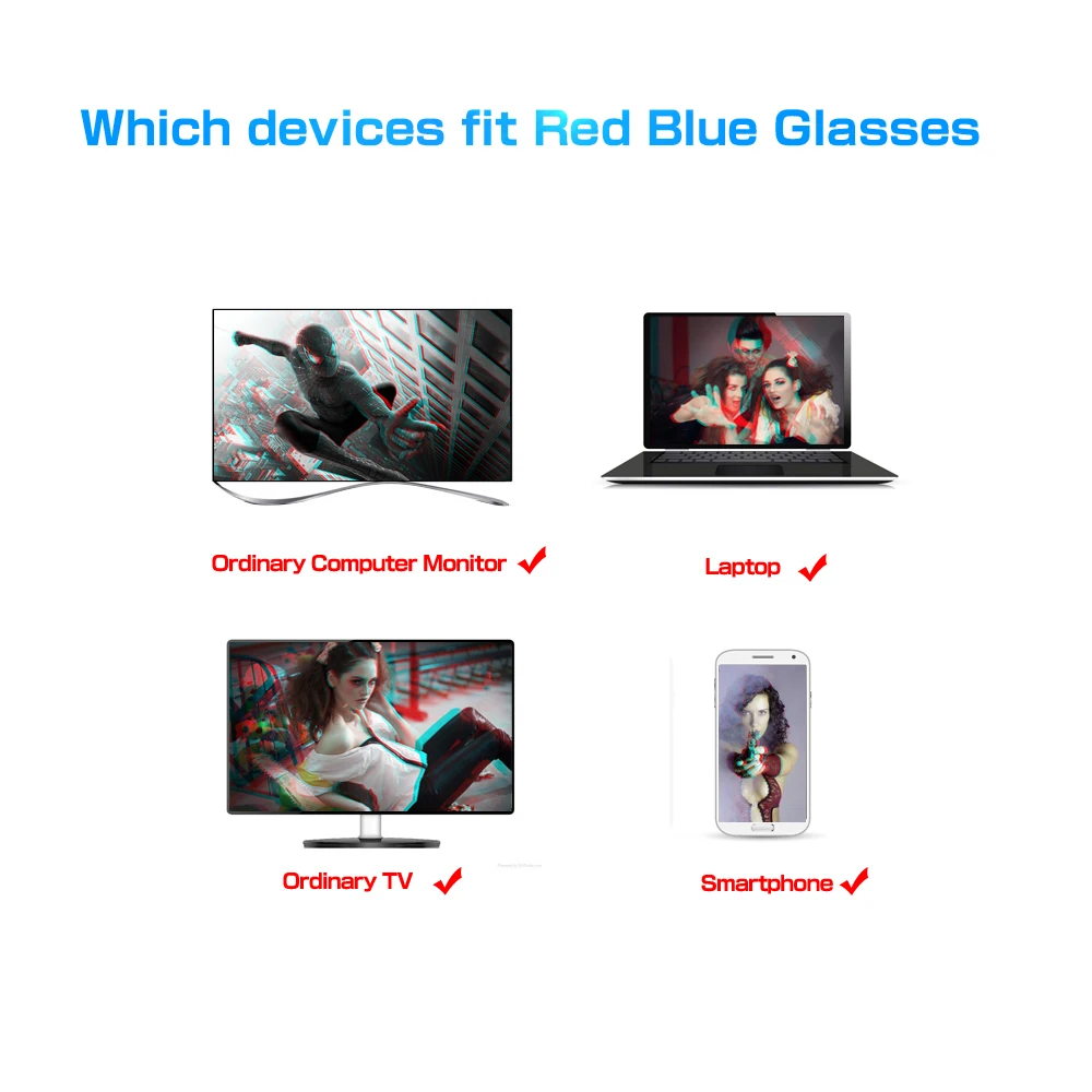 Le видения Универсальный 3D Очки красные синие голубой черный Рамки фильм