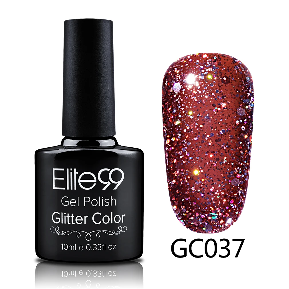 S-GC037 Elite99 10 мл Soak Off блёстки Блеск УФ гель лак Diamond для ногтей гель для ногтей с блестками красота направление Atr - Цвет: S-GC037