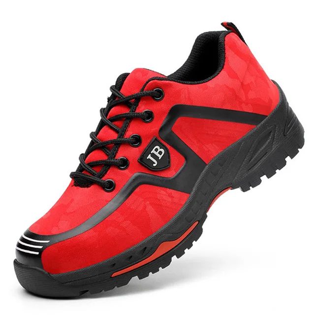 539-red Work Safety Shoes Steel Toe Work Boot men shoes Anti-puncture Safety Boot indestructible shoes Slip-on male shoes adult Sneaker - Цвет: 539-red
