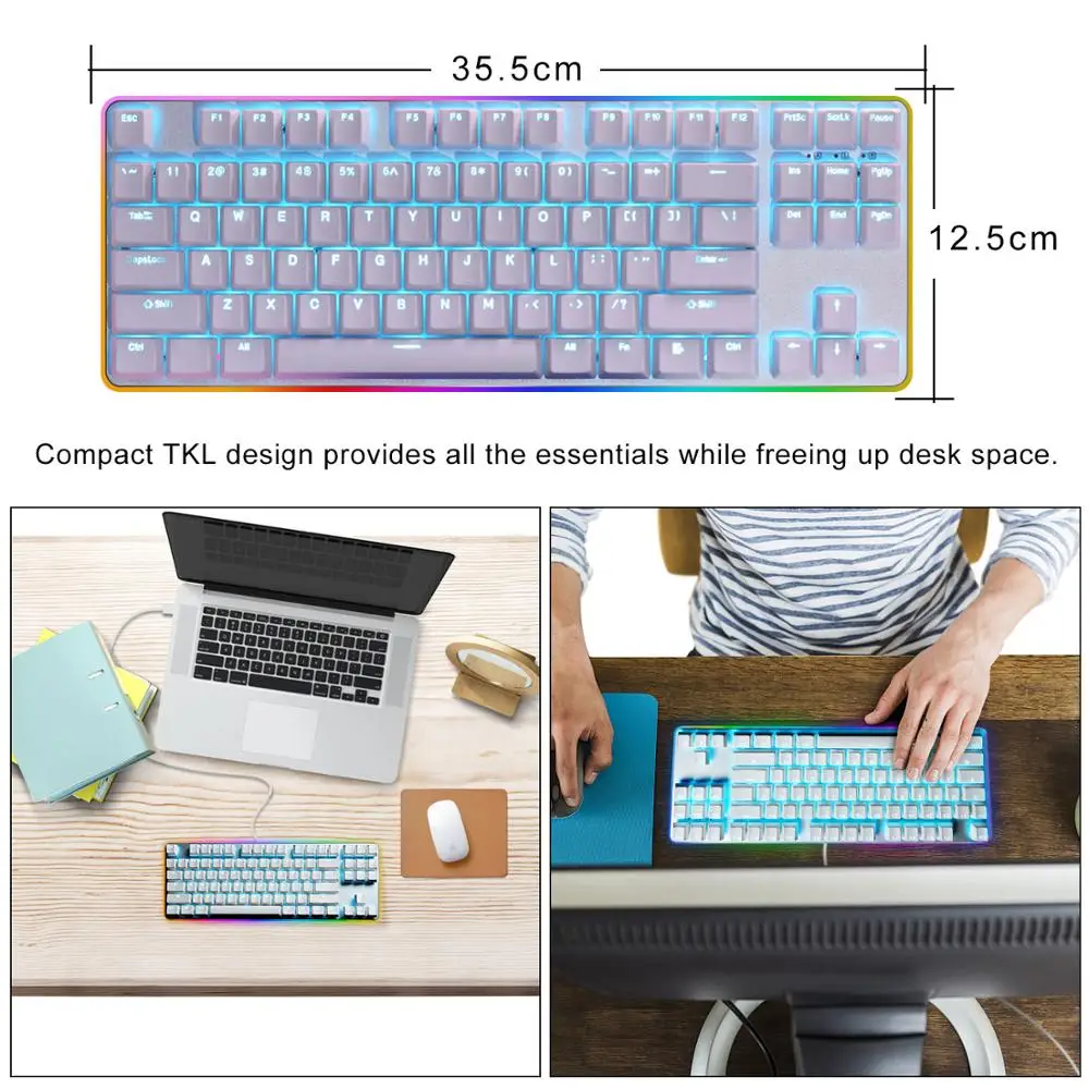 GANSS Rainbow RGB Backlit Wired Mechanical Gaming Keyboard,Ganss GK87 PRO [Cherry MX-RED Switch]