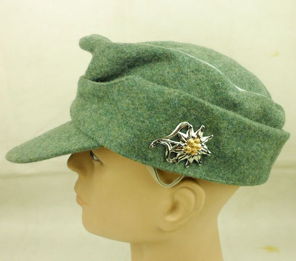Немецкий офицер Второй мировой войны M43 Panzer Шерстяная кепка шляпа Mountain Edelweiss Cap Badge