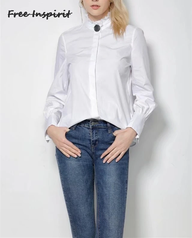 Free Inspirit 2018 New Fashion Spring &amp Autumn Women Blouses Shirts White Full Casual |