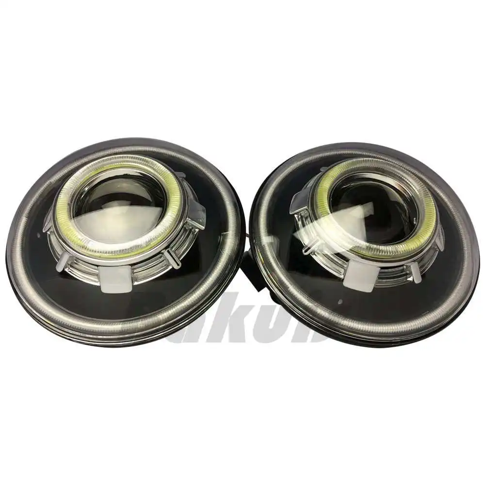 For HummerH1 7inch LED Starry Headlights with Devil Demon Halo Angel Eye for Jeep Wrangler 97-16 CJ | Car Headlight Assembly